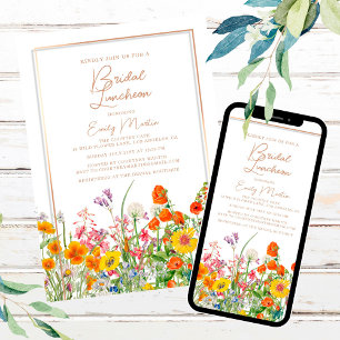 Bridal Luncheon Colourful Wildflowers Invitation