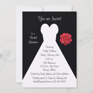 Bridal Luncheon Invitation - Bridal Gown Red Roses