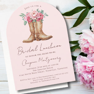 Bridal Luncheon Pink Floral Cowgirl Elegant Arch Invitation