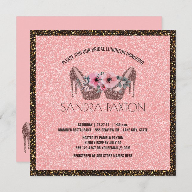 Bridal Luncheon Pink Glitter | Wedding Shower Invitation (Front/Back)