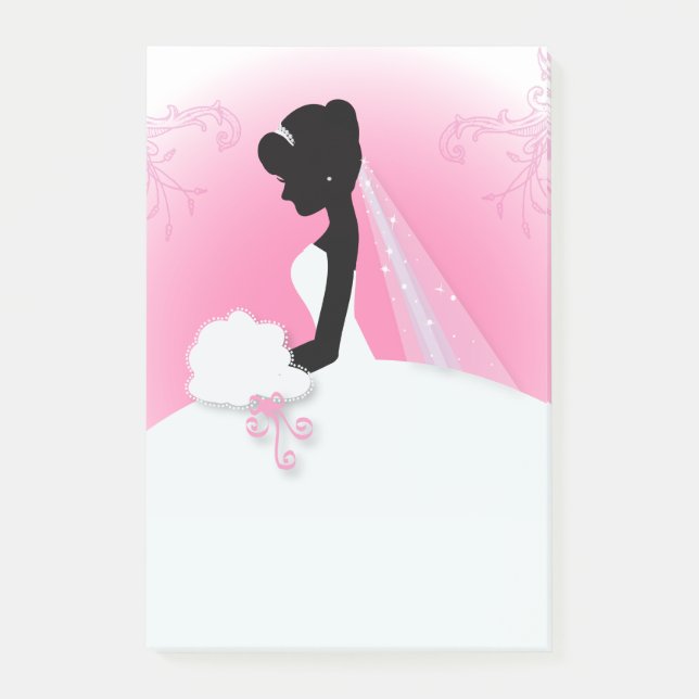 Bridal Mrs Right Pink bride silhouette Post-it Notes (Front)