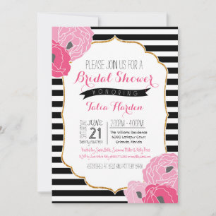 Bridal or Baby Shower Invitation Bold Stripe Pink