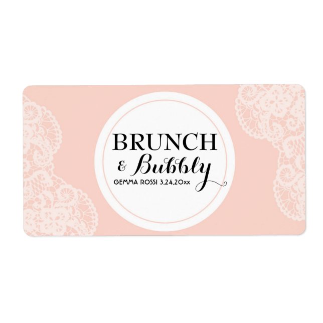 Bridal or Baby Shower Lace Mini Champagne Label (Front)