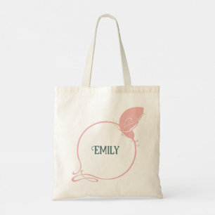Bridal Party Art Nouveau Dusty Pink Butterfly Name Tote Bag