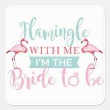 Bridal Party Custom Pink Flamingle Bride Stickers