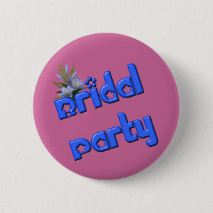 Bridal Party Flower Bouquet  6 Cm Round Badge