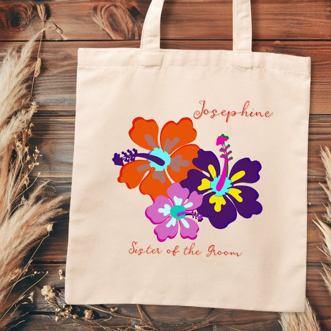 Bridal Party Gift Tote Bag Hibiscus Flowers (Creator Uploaded)