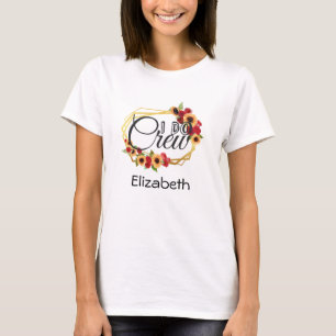 Bridal Party, I Do Crew, Sunflowers, Roses, Floral T-Shirt