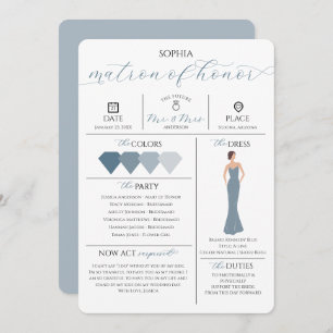 Bridal Party Info Card Will You Be My Matron
