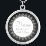 Bridal Party Jewellery Classic Baroque Swirl Circl<br><div class="desc">COLOR PALETTE: black, white and silver "metallic" look. DESIGN COLLECTION: Matching bridemaid necklace for weddings or anniversary. Use for your bridesmaids, maid of honour, flower girl and any bridal party member. This original artwork has been design for a modern and contemporary wedding collection with a vintage style. A baroque printer's...</div>