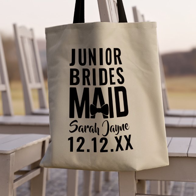 Bridal Party Junior Bridesmaid Wedding Tote Bag (Junior Bridesmaid Wedding Tote Bag with space for a name and your wedding date!)
