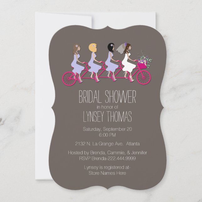 Bridal Party on Bike Bridal Shower Invitation (Front)