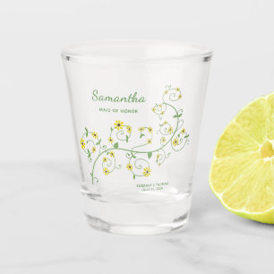 Bridal Party Personalise Yellow Flower Shot glass