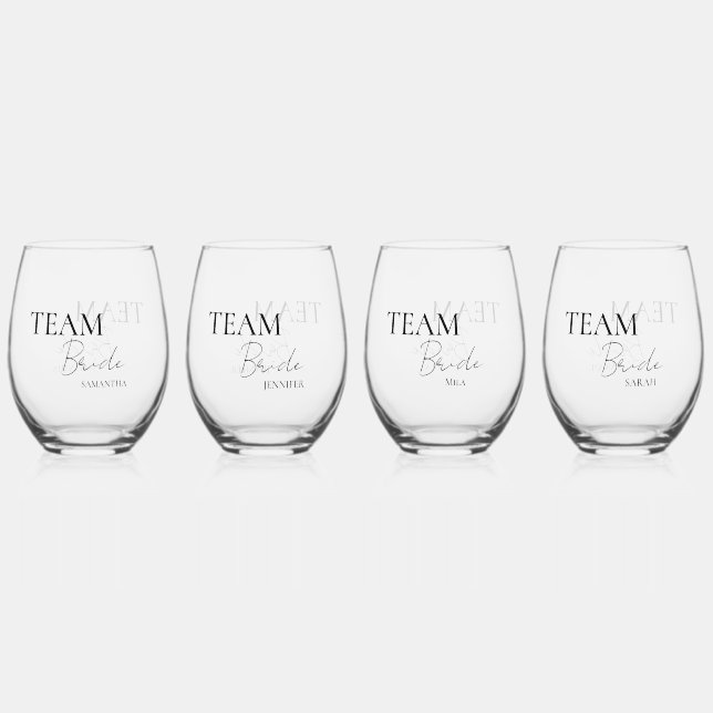 Bridal Party Personalised  Stemless Wine Glass (Front)