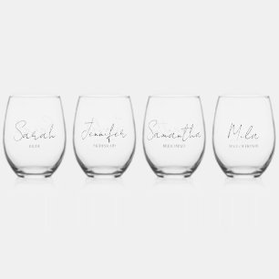 Bridal Party Personalised Stemless Wine Glass