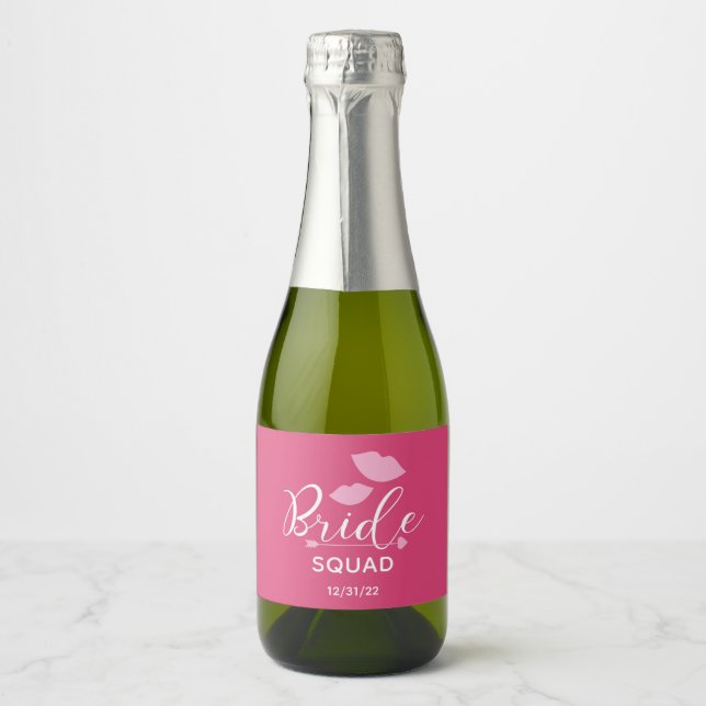 Bridal Party Pink Sparkling Wine Label Kiss (Front)