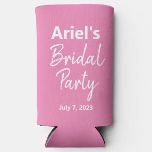 Bridal Party - Pink & White - Wedding Seltzer Can Cooler