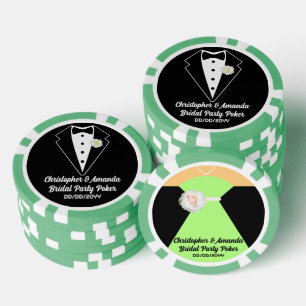 Bridal Party Poker Black Tuxedo & Sage Green Dress Chips