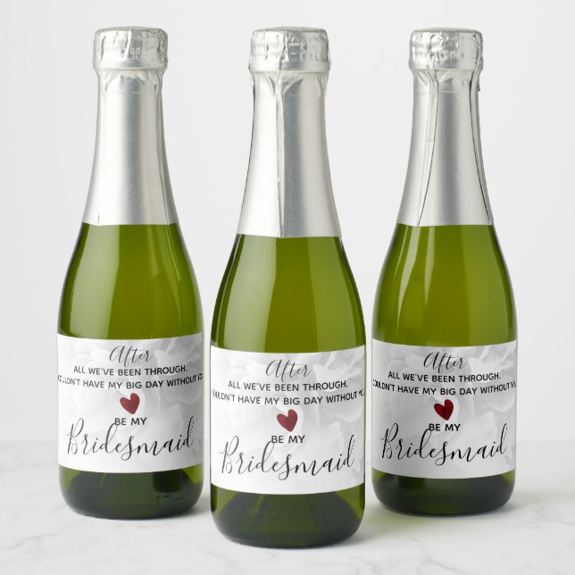 Bridal Party Proposal Be my Bridesmaid Modern Sparkling Wine Label (Bottles)