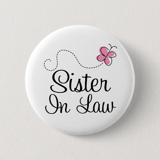Bridal Party Sister In Law Pink Wedding Button (Front)