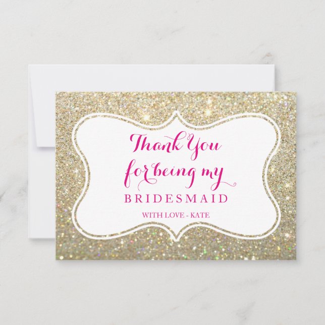 Bridal Party Thank You Card - Glittered (Front)