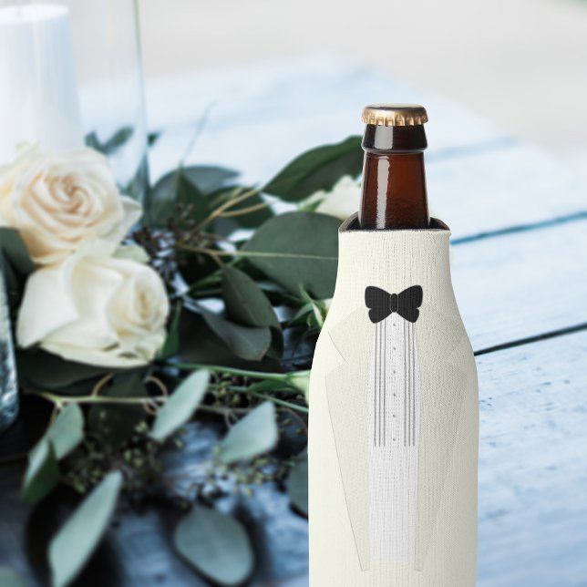 Bridal Party Tuxedo Wedding Bottle Cooler (A fancy tuxedo bottle cooler for any member of your wedding party. Just add their name)