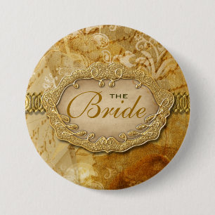 "Bridal party" vintage gold brown victorian 7.5 Cm Round Badge