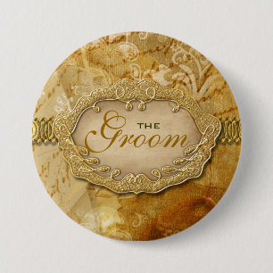"Bridal party" vintage gold brown victorian 7.5 Cm Round Badge