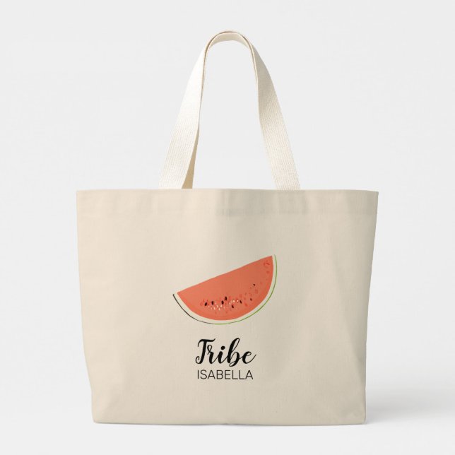 Bridal Party Watermelon  Large Tote Bag (Back)
