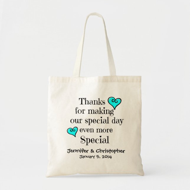 Bridal Party, Welcome/Thanks Gift Bag AQUA (Front)