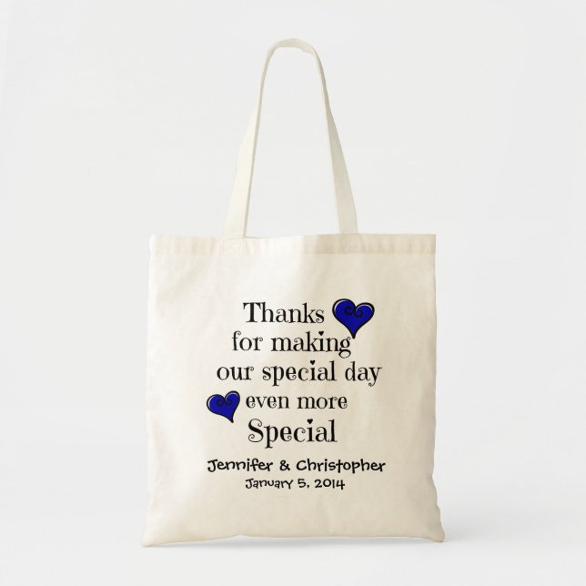 Bridal Party, Welcome/Thanks Gift Bag BLUE (Front)