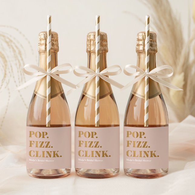 Bridal Pop Fizz Clink Mini Sparkling Wine Bottle L Label (Bridal Pop Fizz Clink Mini Sparkling Wine Bottle L Sparkling Wine Label)