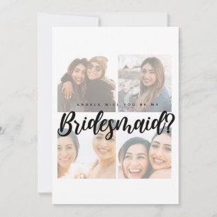 Bridal proposal 4 photo collage bridesmaid card