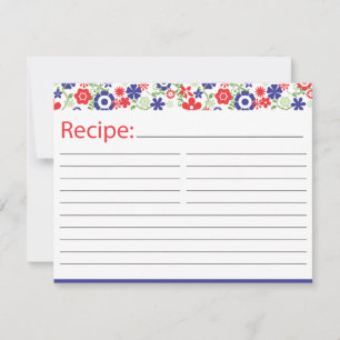 Bridal Recipe Card     Red and Navy