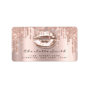 Bridal RSVP Kiss Rose Lips Sparkly Glitter Makeup Label