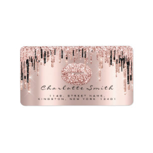 Bridal RSVP Kiss Rose Lips Sparkly Glitter Makeup Label