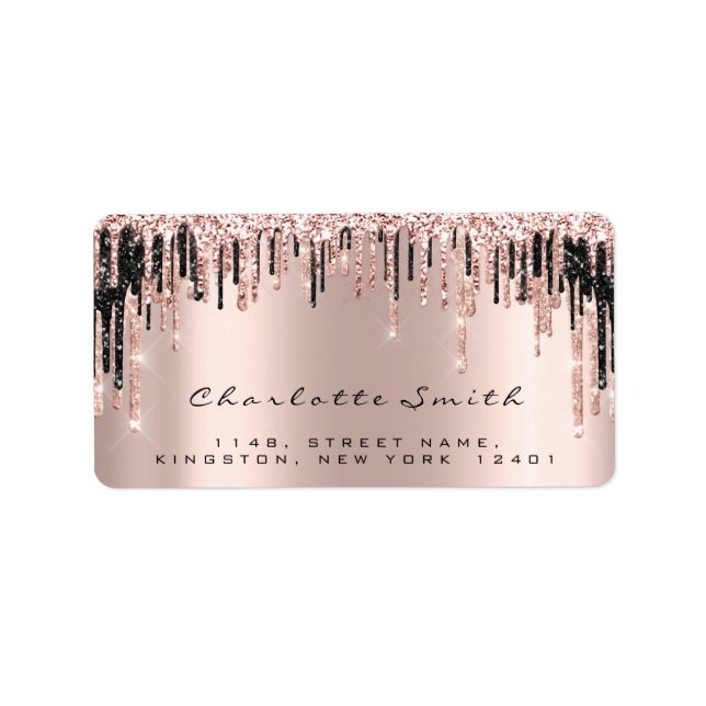 Bridal RSVP Kiss Rose Lips Sparkly Glitter Makeup Label (Front)