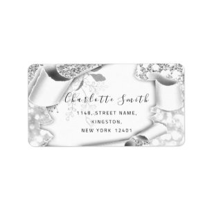 Bridal RSVP Wedding 3D Silver Frame Glitter Label