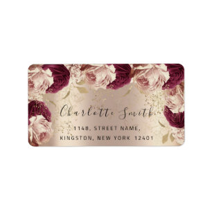 Bridal RSVP Wedding Pink Floral Rose Marsala Label