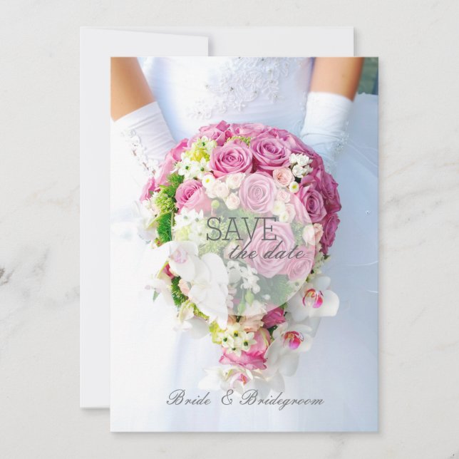 Bridal Save the Date- Lace Flower Bouquet Wedding Save The Date (Front)