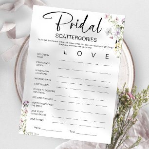 Bridal Scattergories Bridal Shower Game Invitation