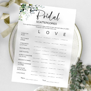 Bridal Scattergories Bridal Shower Game Invitation