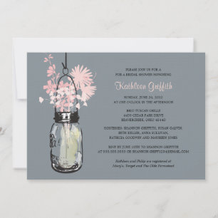 Bridal Showe Wildflowers & Mason Jar Invitation