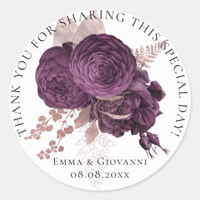 Bridal  Shower 16th Thank Rose Wreath Flower White Classic Round Sticker (Front)