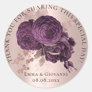 Bridal  Shower 16th Thank Rose Wreath Flowers Classic Round Sticker