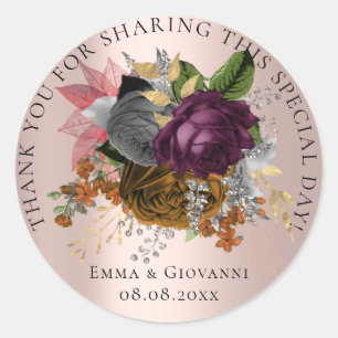 Bridal  Shower 16th Thank Woodland Wreath Flower  Classic Round Sticker