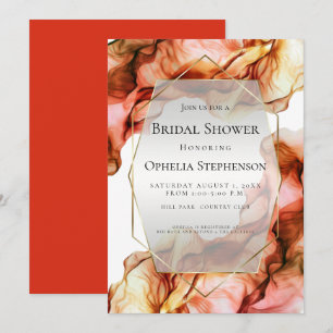 BRIDAL SHOWER   Abstract Watercolor Autumn Colour  Invitation