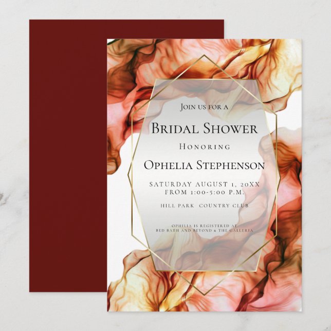 BRIDAL SHOWER | Abstract Watercolor Autumn Colours Invitation (Front/Back)