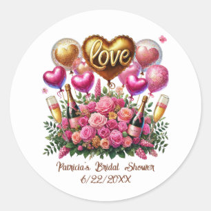 Bridal shower add name date classic round sticker
