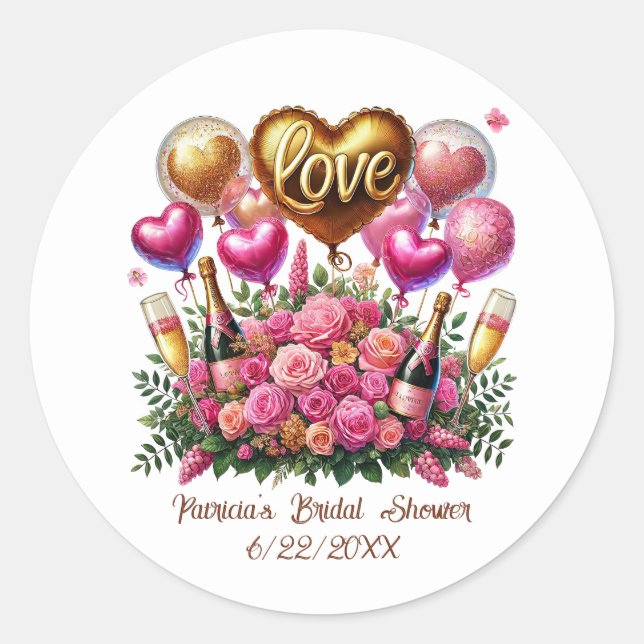 Bridal shower add name date  classic round sticker (Front)